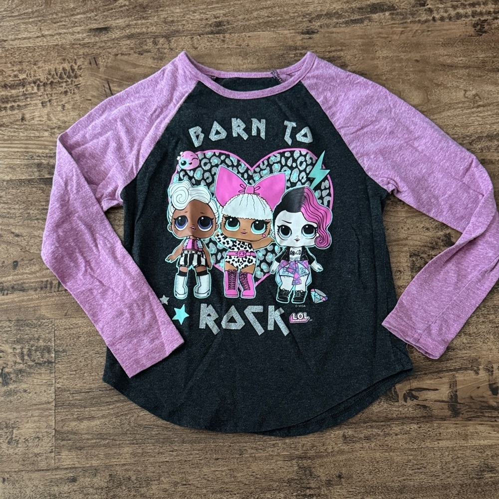 L.O.L. Surprise! Black and Pink 'Born to Rock' Long Sleeve Tee